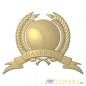 A 3D Relief Model of a Baseball laurels set with banner