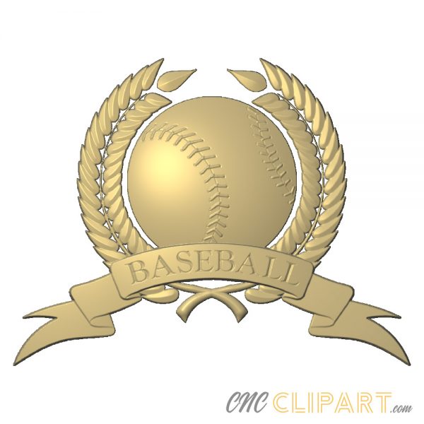 A 3D Relief Model of a Baseball laurels set with banner