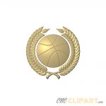 A 3D Relief model of a Basketball with laurels motif