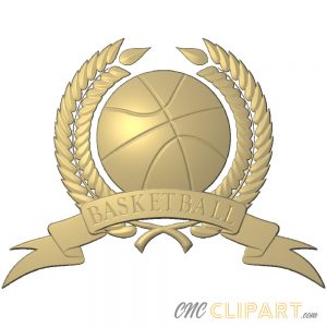 A 3D Relief model of a Basketball with Laurels and Banner
