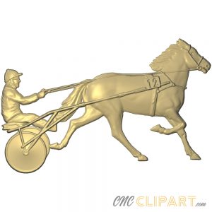 A 3D Relief model of Harness Racing with a Horse and Jockey