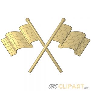 A 3D Relief model of two crossed racing flags