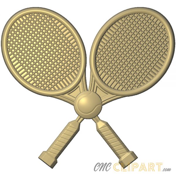 A 3D Relief Model of two crossed Tennis Rackets and a Tennis Ball