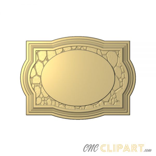 A 3D Relief Model of a circular plaque base surround, with rock-pattern design elements suitable for customising with your own award text and additional content