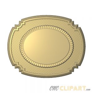 A 3D Relief Model of a circular plaque base surround, with textured design elements suitable for customising with your own award text and additional content