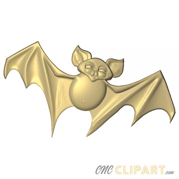A 3d relief model of a cute Bat in flight