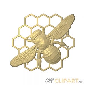 3d relief model of a bee on honeycomb