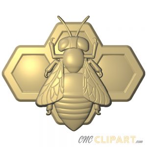 3d relief model of a Bee on a small patch of Honeycomb