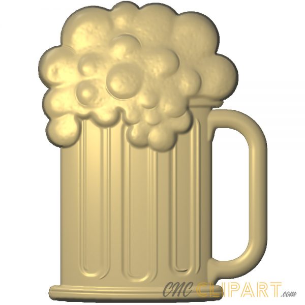A 3D Relief Model of a foaming Beer in a glass