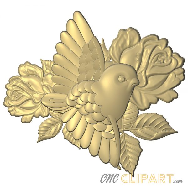 Bird and Rose 3d relief model