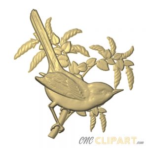 3d relief model of a bird on a branch