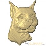 a £D relief model of a happy Boxer dog