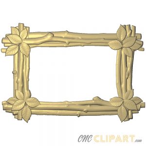 A 3D Relief Model of a nature frame with branches and flowers creating the border