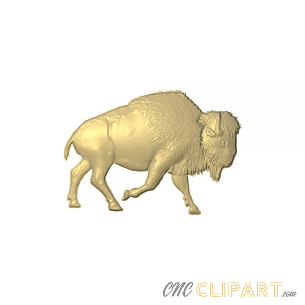 A 3D relief model of a Buffalo in profile