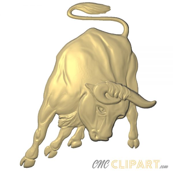a 3D relief model of an aggressive Bull