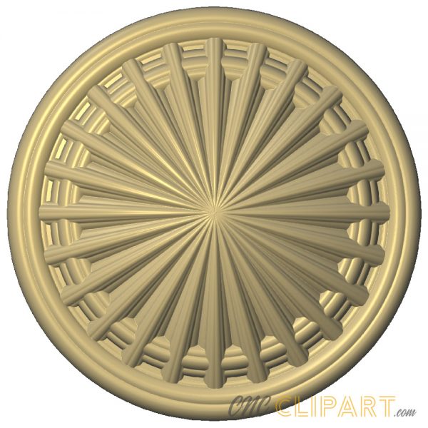 A 3D Relief Model of decorative circular spoke flourish cover