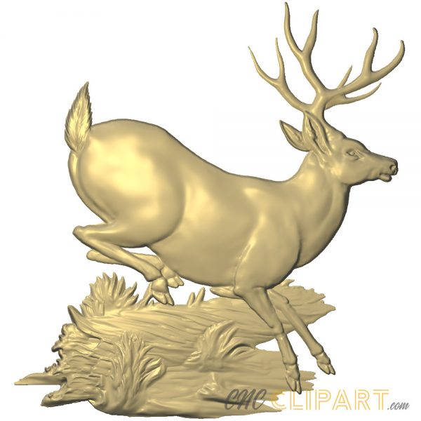 A 3D Relief Model of a Stag jumping over a log