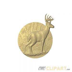 A 3D relief model of a Stag gazing out into the distance