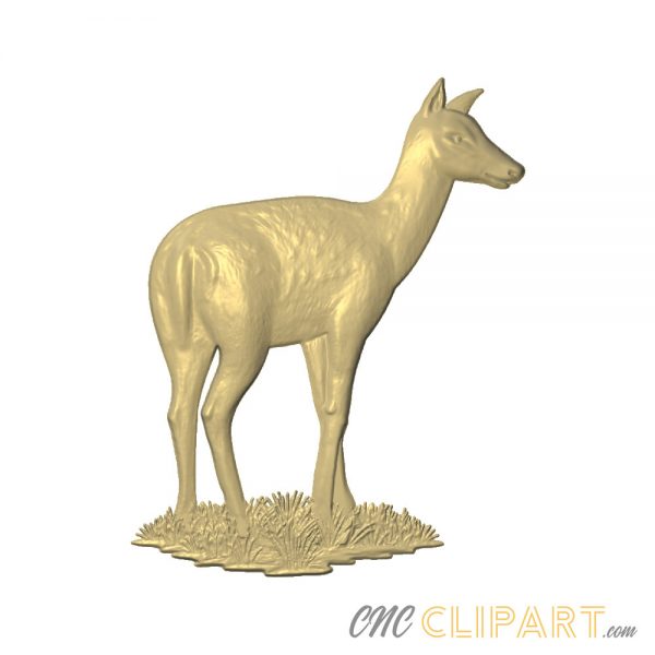A 3D relief model of a Fallow Deer on a patch of grass