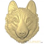 A 3D relief model of a Husky's head.