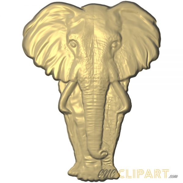 A 3D Relief model of an Elephant, walking towards the viewer