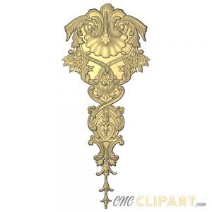 A 3D Relief Model of baroque-style filigree composition