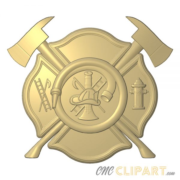 A 3D Relief Model of a Fire Fighters badge.