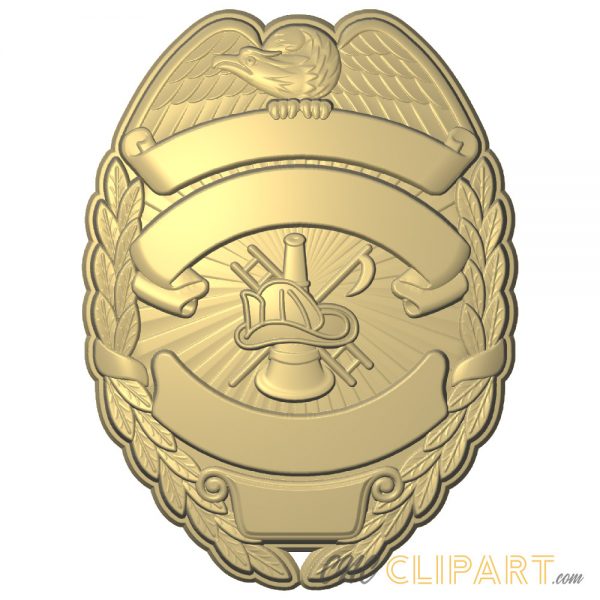 A 3D Relief Model of a US Fire Fighters badge/symbol, with Eagle and blank banner sections for you to add your own text