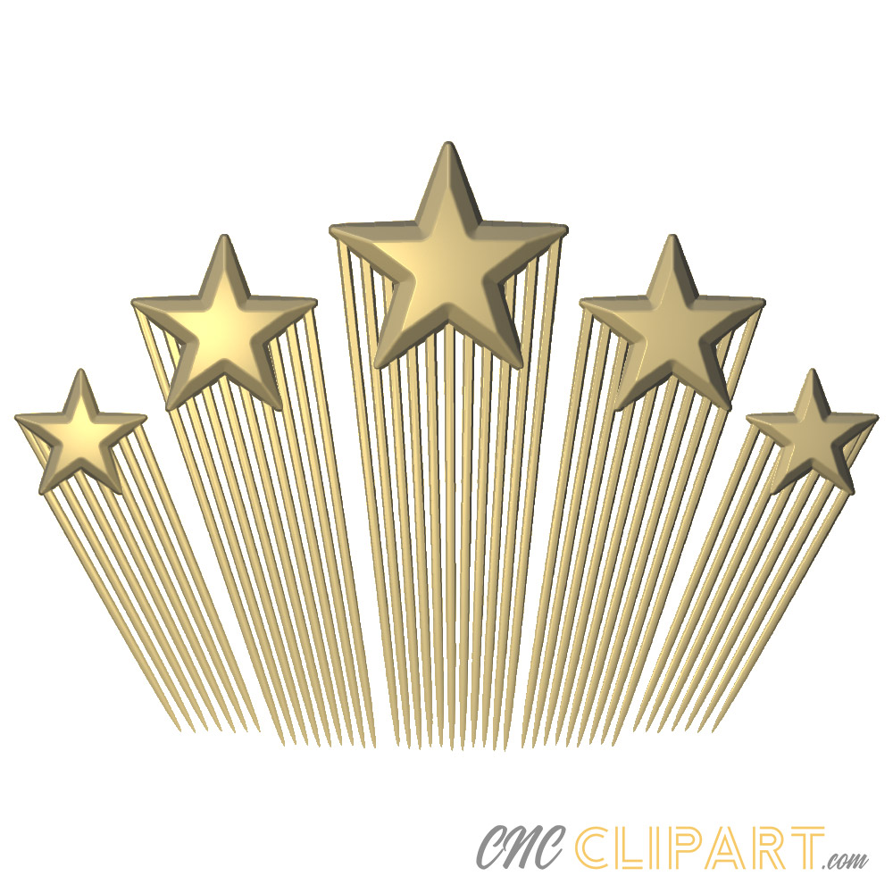 A 3D Relief Model of a five shooting stars