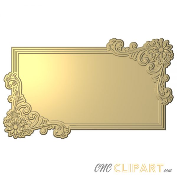 A 3D Relief Model of a rectangular floral frame