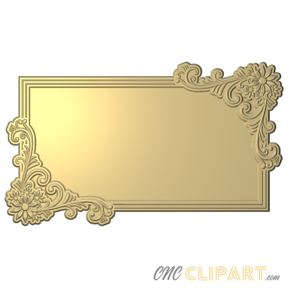 A 3D Relief Model of a rectangular floral frame