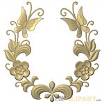 A 3D Relief Model of a Floral Butterfly frame, arranged in a horseshoe pattern