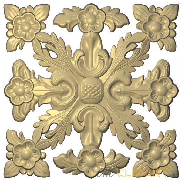 A 3D Relief Model of a square floral centrepiece