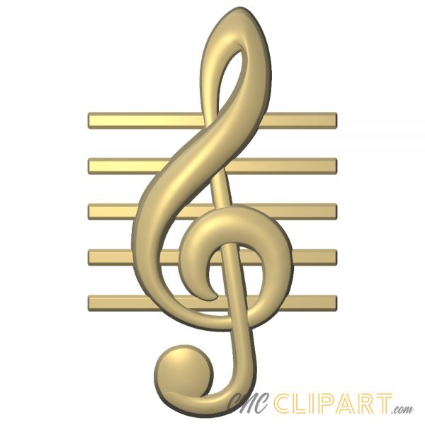 A 3D Relief Model of a musical Clef on bars