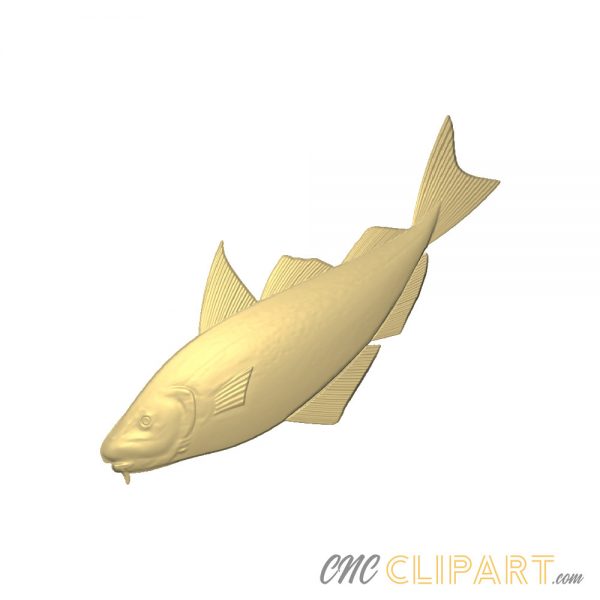 A 3D relief model of a fish.