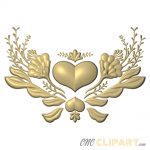 A 3D Relief Model of a decorative Heart flower collage