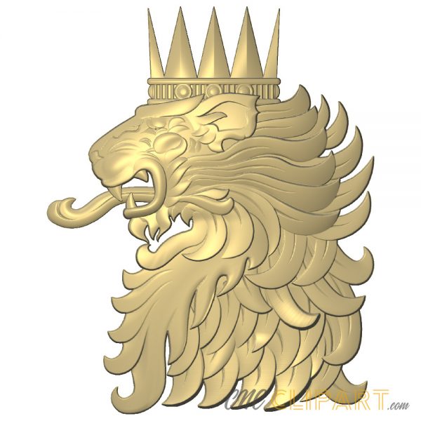 A 3D Relief Model of a Heraldic Lion Head in profile
