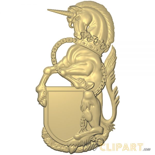 A 3D Relief Model of a Heraldic Unicorn with shield