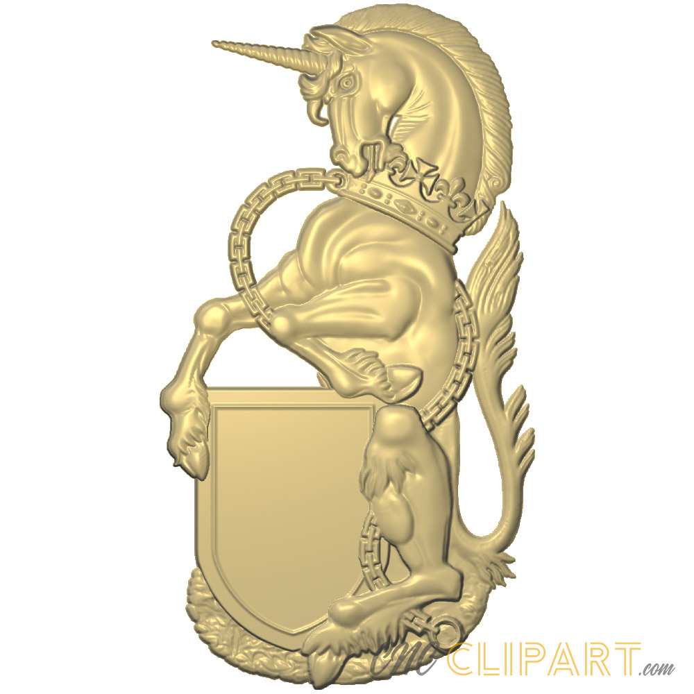 A 3D Relief Model of a Heraldic Unicorn with shield