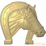 A 3D Relief Model of a horse head in a horseshoe.