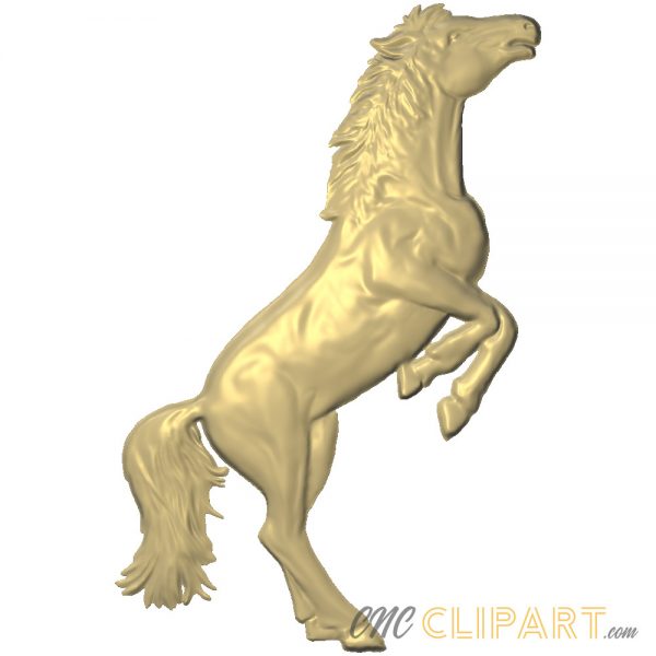 A 3D relief model of a horse standing on its hind legs