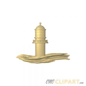 A 3D Relief Model of a Lighthouse and waves