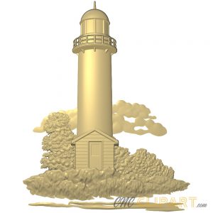 A 3D Relief Model of a Lighthouse and nature scene