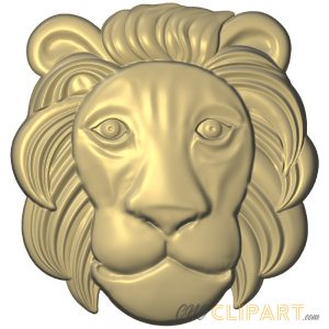 A 3D relief model of a Lion looking straight at the viewer. Created in a simplified, comic style.