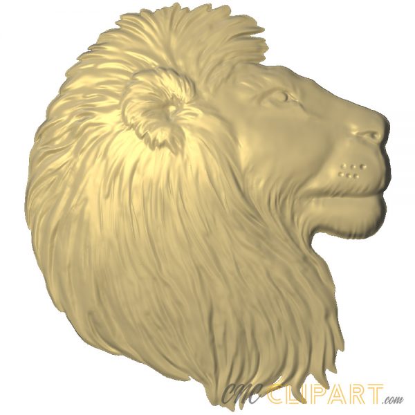 A 3D relief model of a Lions head in profile