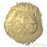 A 3D relief model of a Lion looking off to the side. 