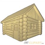 A 3D Relief Model of an Isometric view of a Log Cabin