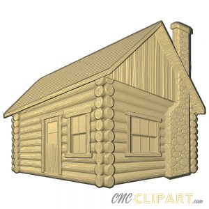A 3D Relief Model of an Isometric view of a Log Cabin