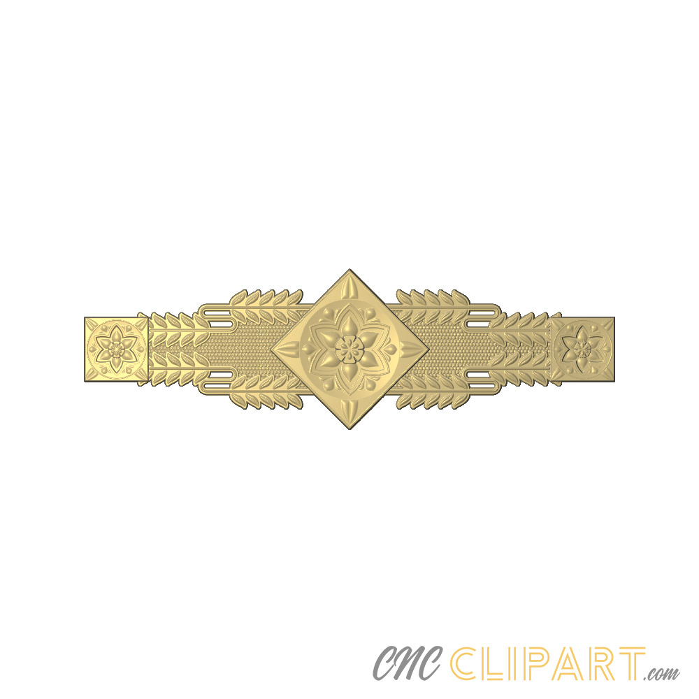 A 3D Relief Model of a Floral Marquetry Pattern belt
