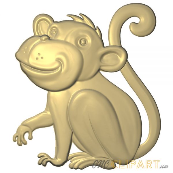 A 3D relief model of a cute Monkey